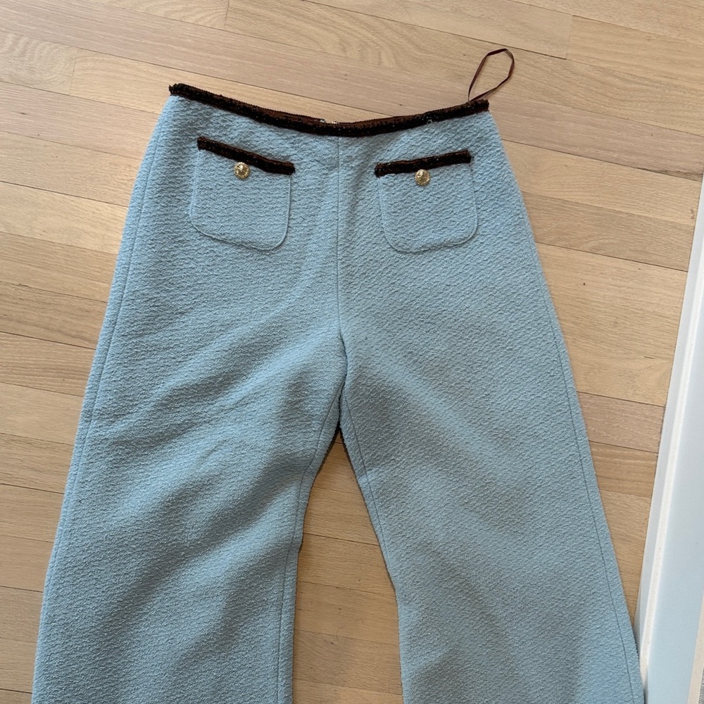 Amanda Uprichard Blue Wide Leg Pants